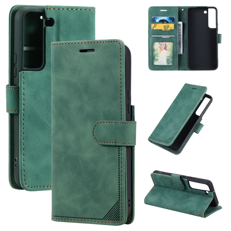 For Samsung Galaxy S22 5G Skin Feel Anti-theft Brush Leather Phone Case