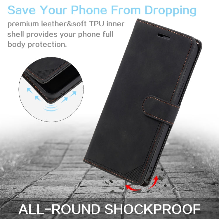 For Samsung Galaxy S22 5G Skin Feel Anti-theft Brush Leather Phone Case
