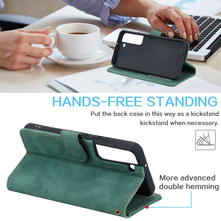 For Samsung Galaxy S22+ 5G Skin Feel Anti-theft Brush Leather Phone Case