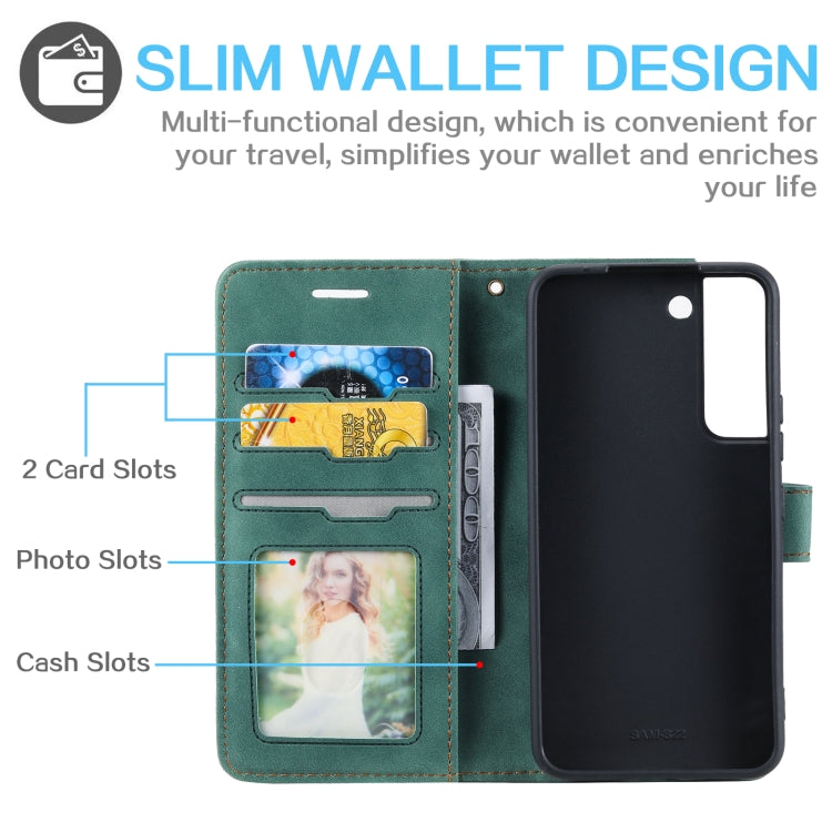 For Samsung Galaxy S22+ 5G Skin Feel Anti-theft Brush Leather Phone Case