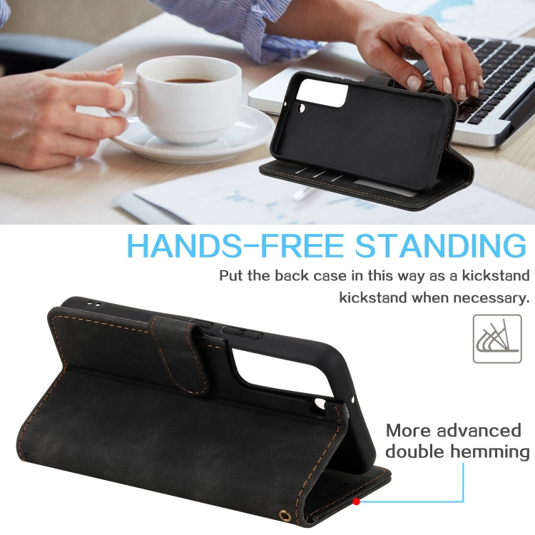 For Samsung Galaxy S22+ 5G Skin Feel Anti-theft Brush Leather Phone Case
