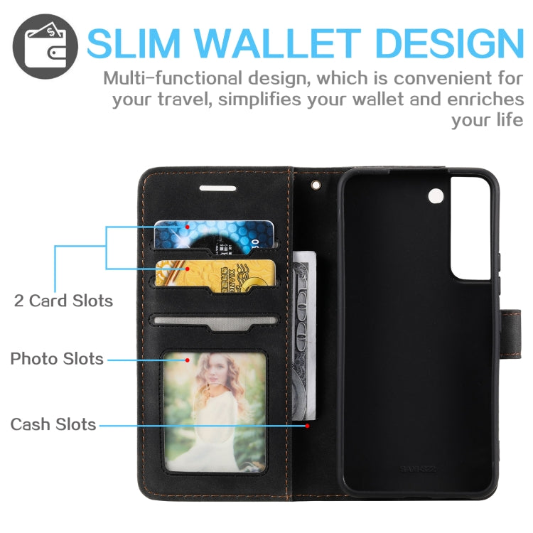 For Samsung Galaxy S22+ 5G Skin Feel Anti-theft Brush Leather Phone Case