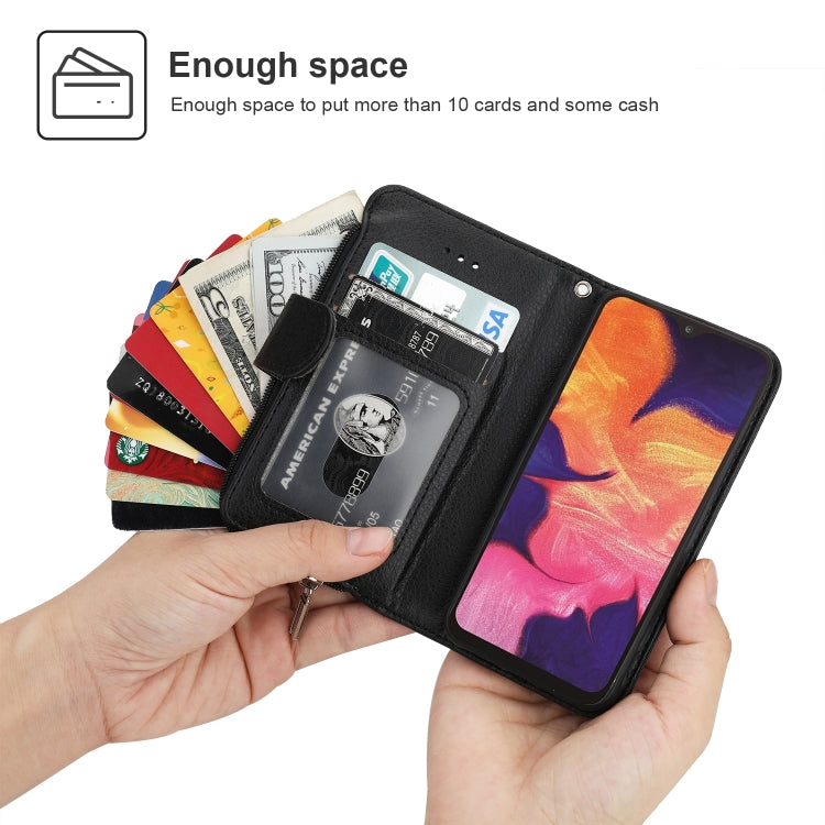 For Samsung Galaxy A10 Microfiber Zipper Horizontal Flip Leather Case