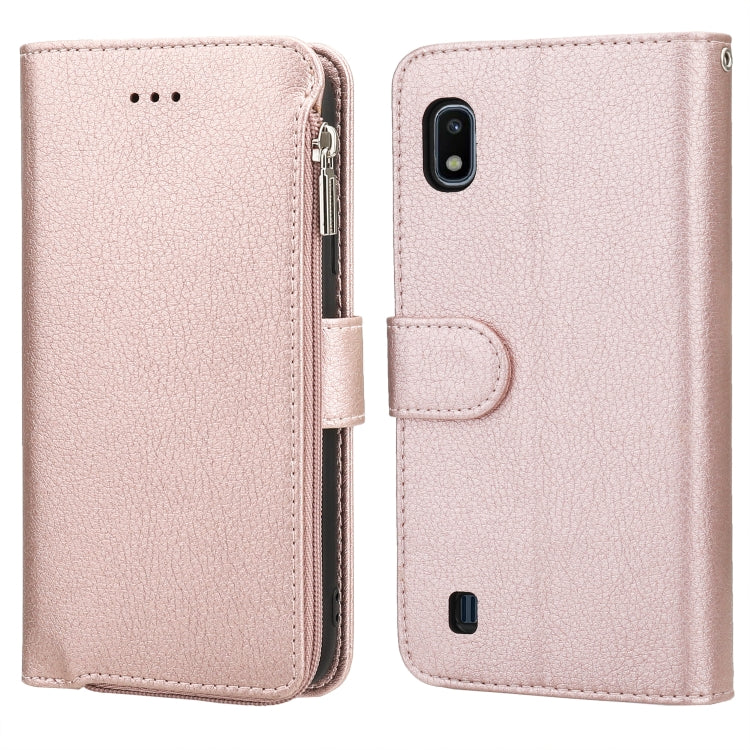 For Samsung Galaxy A10 Microfiber Zipper Horizontal Flip Leather Case