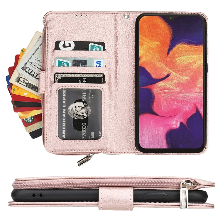 For Samsung Galaxy A10 Microfiber Zipper Horizontal Flip Leather Case