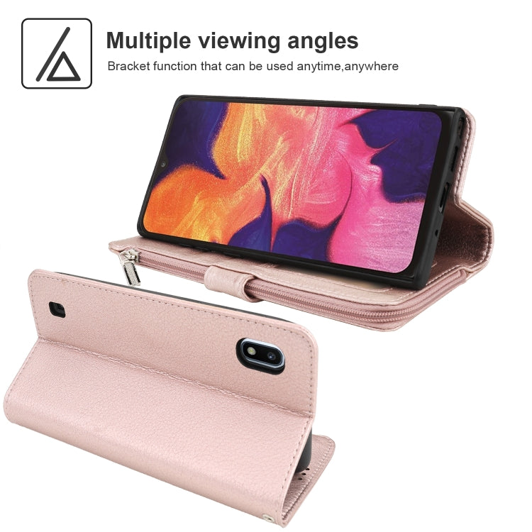 For Samsung Galaxy A10 Microfiber Zipper Horizontal Flip Leather Case