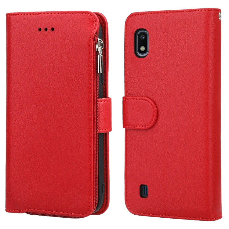 For Samsung Galaxy A10 Microfiber Zipper Horizontal Flip Leather Case
