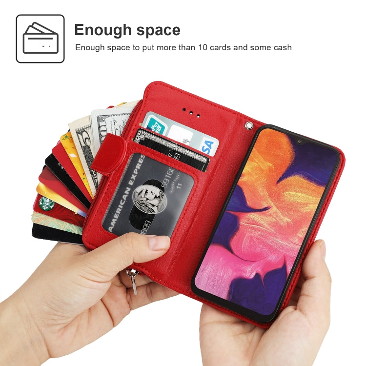 For Samsung Galaxy A10 Microfiber Zipper Horizontal Flip Leather Case