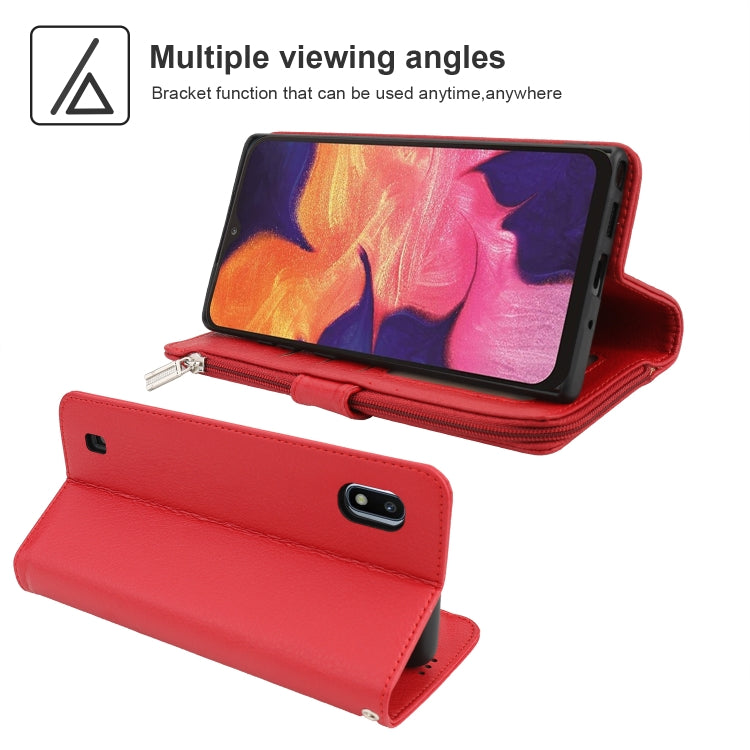 For Samsung Galaxy A10 Microfiber Zipper Horizontal Flip Leather Case