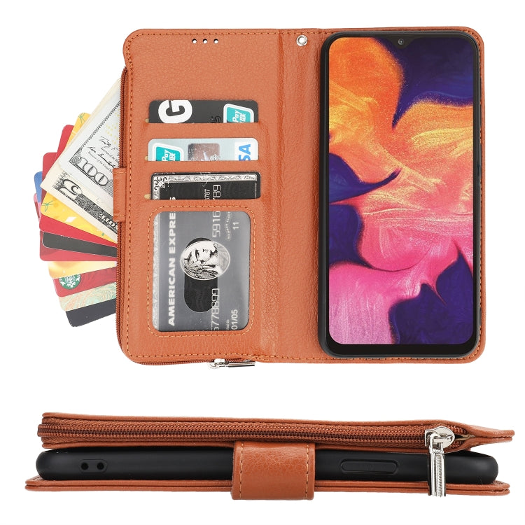 For Samsung Galaxy A10 Microfiber Zipper Horizontal Flip Leather Case