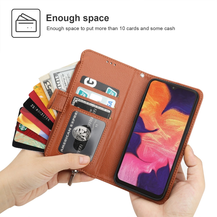 For Samsung Galaxy A10 Microfiber Zipper Horizontal Flip Leather Case