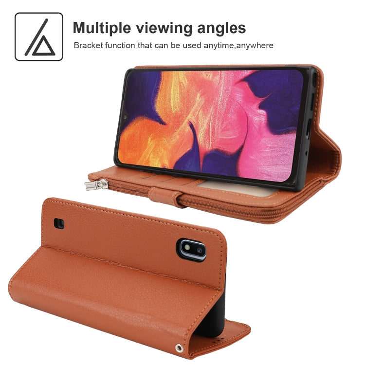 For Samsung Galaxy A10 Microfiber Zipper Horizontal Flip Leather Case