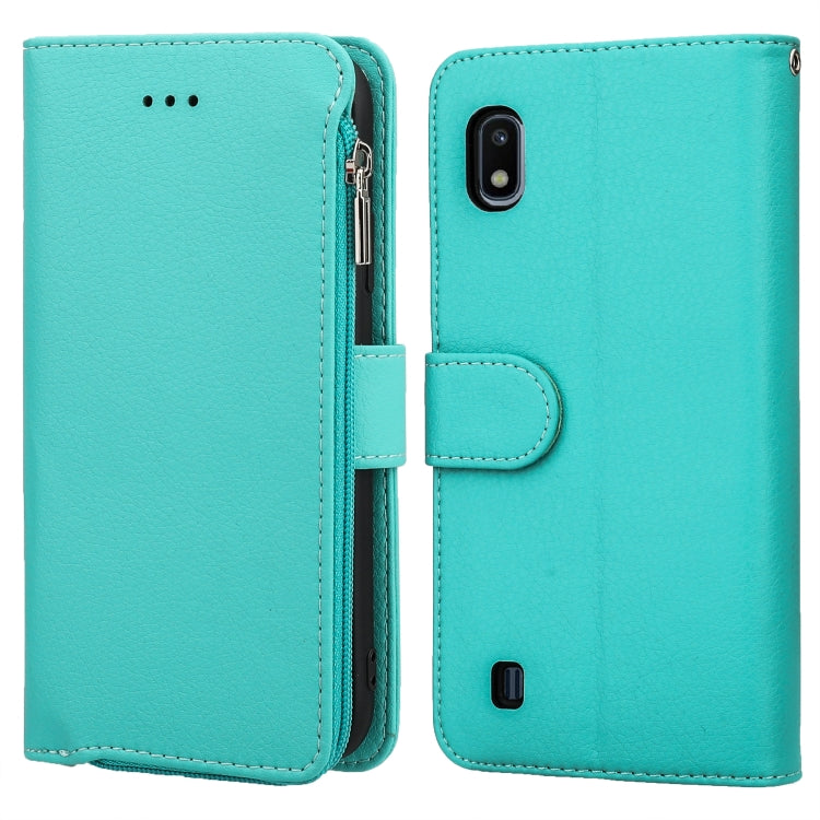 For Samsung Galaxy A10 Microfiber Zipper Horizontal Flip Leather Case