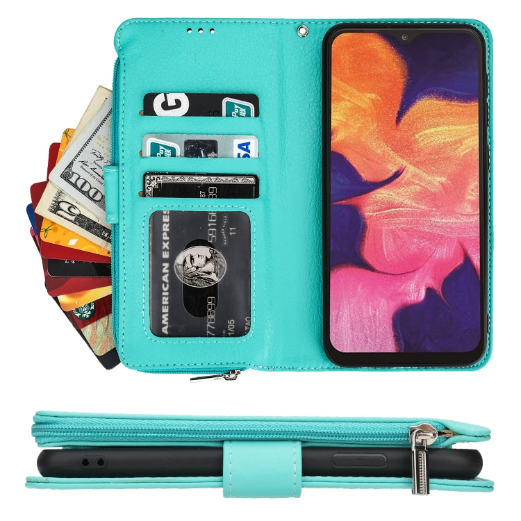 For Samsung Galaxy A10 Microfiber Zipper Horizontal Flip Leather Case