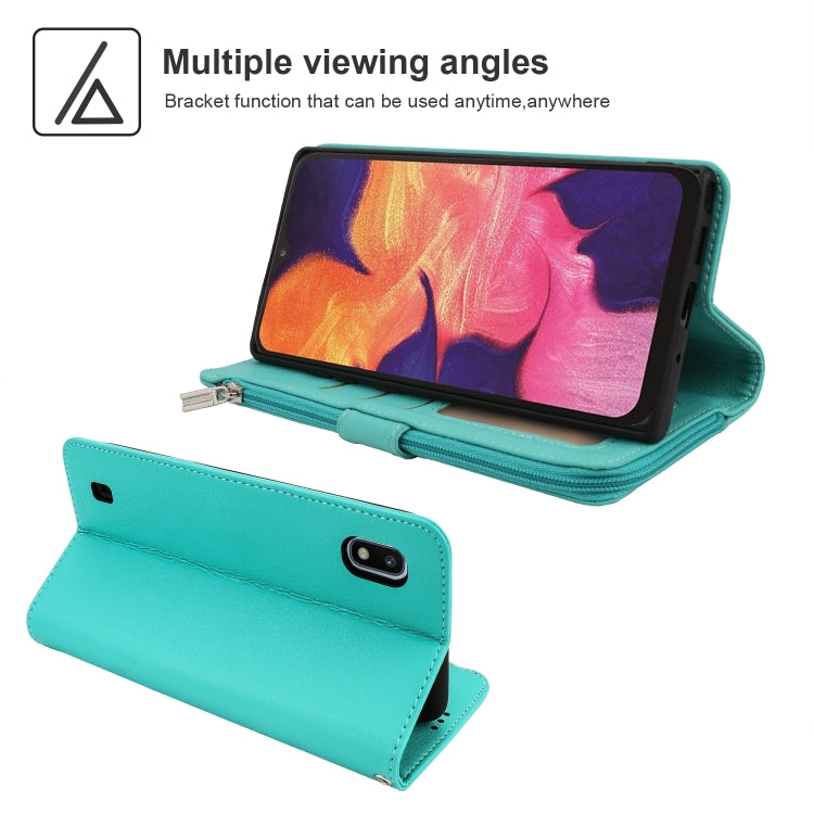 For Samsung Galaxy A10 Microfiber Zipper Horizontal Flip Leather Case