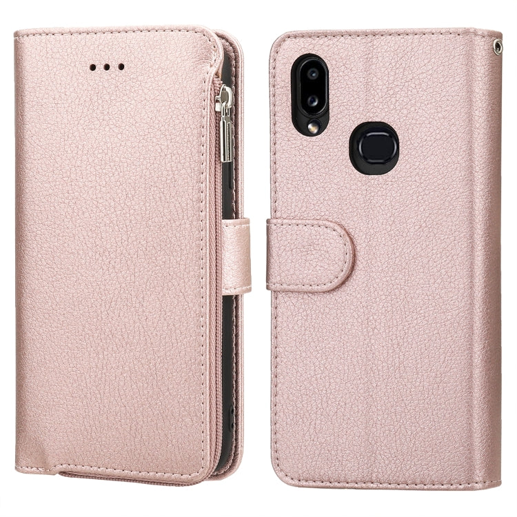 For Samsung Galaxy A10s Microfiber Zipper Horizontal Flip Leather Case