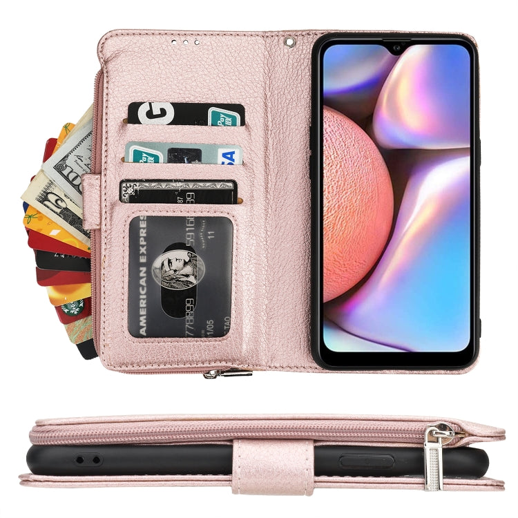 For Samsung Galaxy A10s Microfiber Zipper Horizontal Flip Leather Case