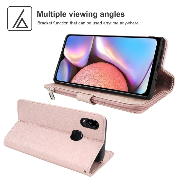 For Samsung Galaxy A10s Microfiber Zipper Horizontal Flip Leather Case