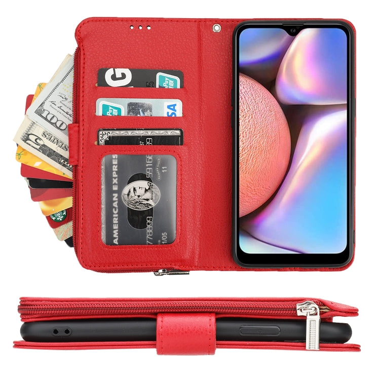 For Samsung Galaxy A10s Microfiber Zipper Horizontal Flip Leather Case
