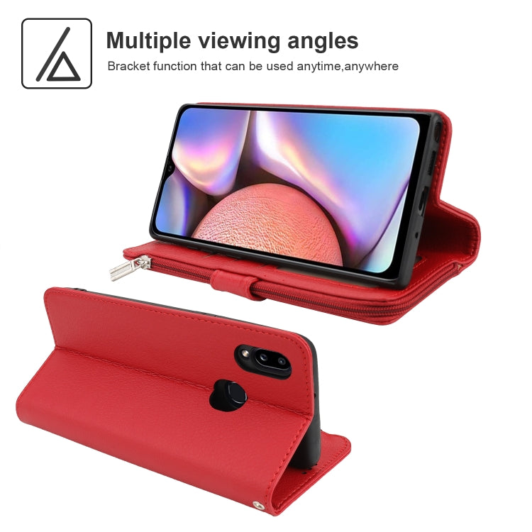 For Samsung Galaxy A10s Microfiber Zipper Horizontal Flip Leather Case