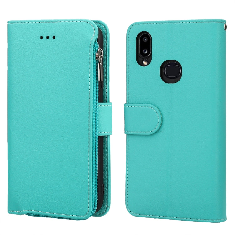 For Samsung Galaxy A10s Microfiber Zipper Horizontal Flip Leather Case