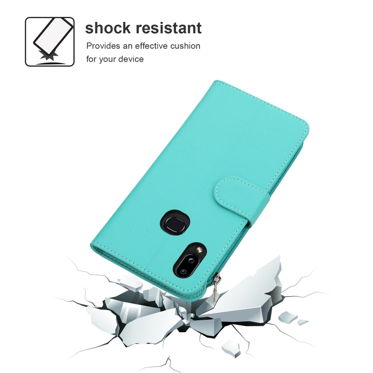 For Samsung Galaxy A10s Microfiber Zipper Horizontal Flip Leather Case