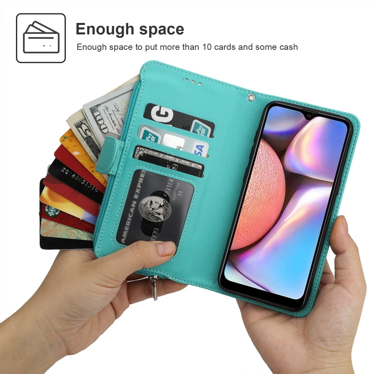 For Samsung Galaxy A10s Microfiber Zipper Horizontal Flip Leather Case