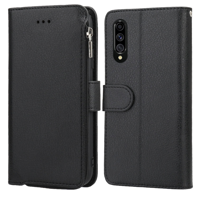 For Samsung Galaxy A70s Microfiber Zipper Horizontal Flip Leather Case