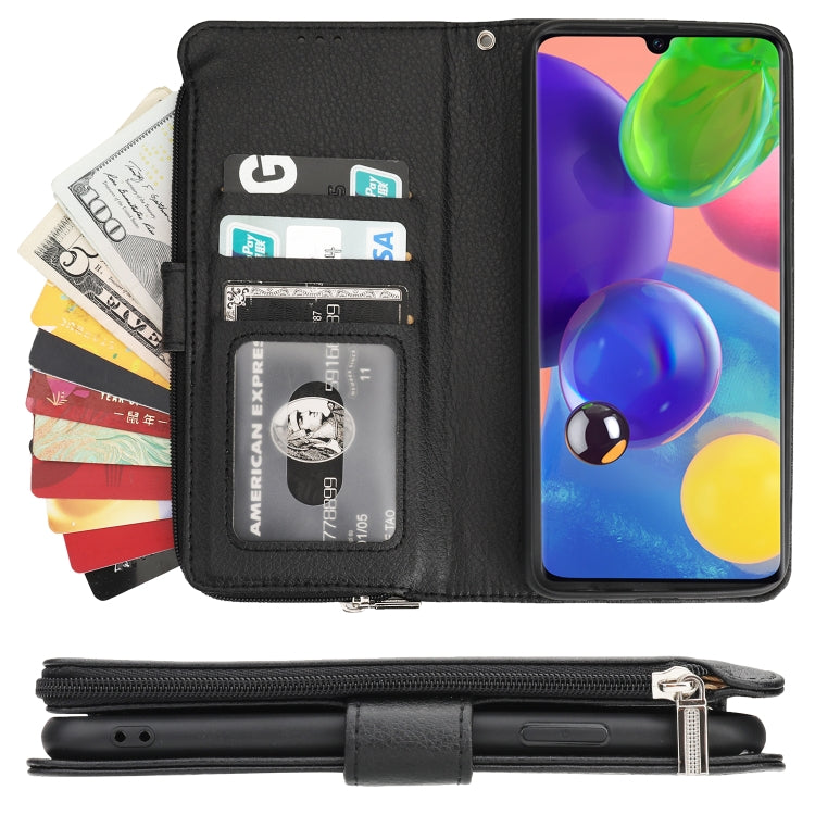 For Samsung Galaxy A70s Microfiber Zipper Horizontal Flip Leather Case