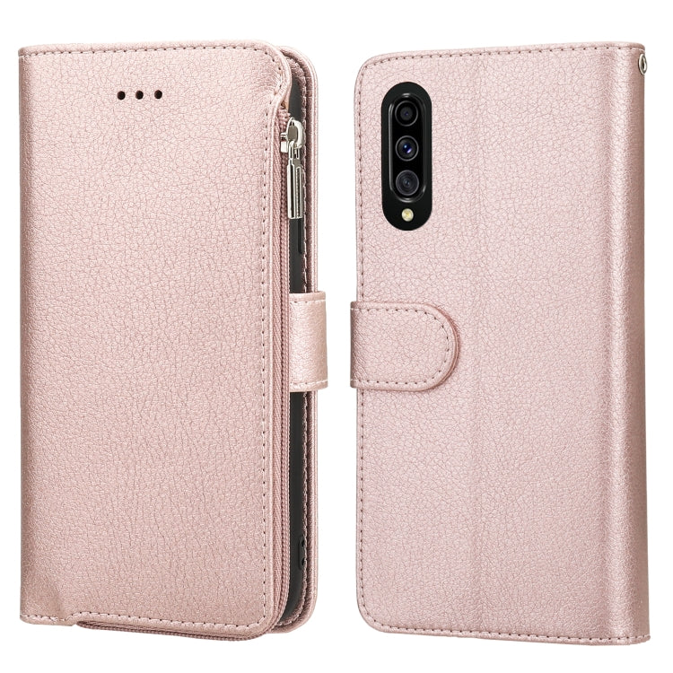 For Samsung Galaxy A70s Microfiber Zipper Horizontal Flip Leather Case