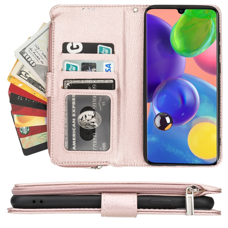For Samsung Galaxy A70s Microfiber Zipper Horizontal Flip Leather Case