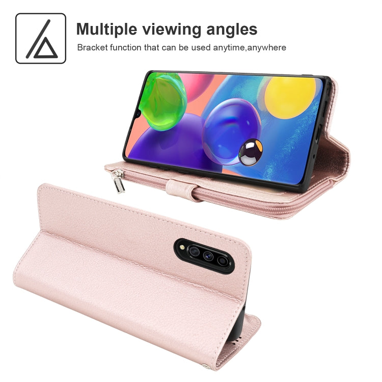 For Samsung Galaxy A70s Microfiber Zipper Horizontal Flip Leather Case