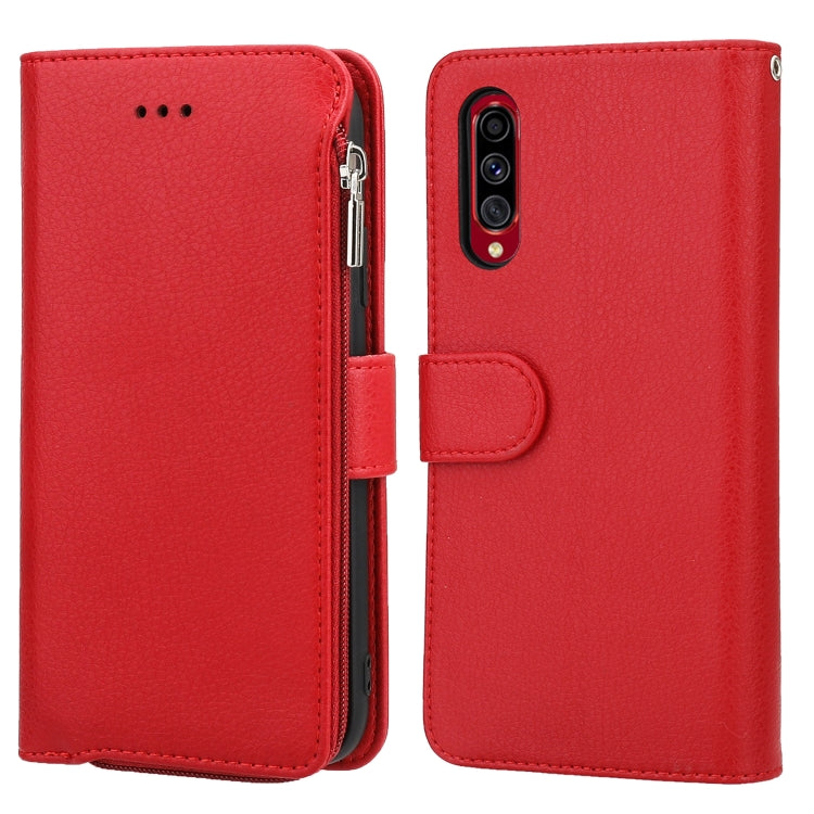 For Samsung Galaxy A70s Microfiber Zipper Horizontal Flip Leather Case