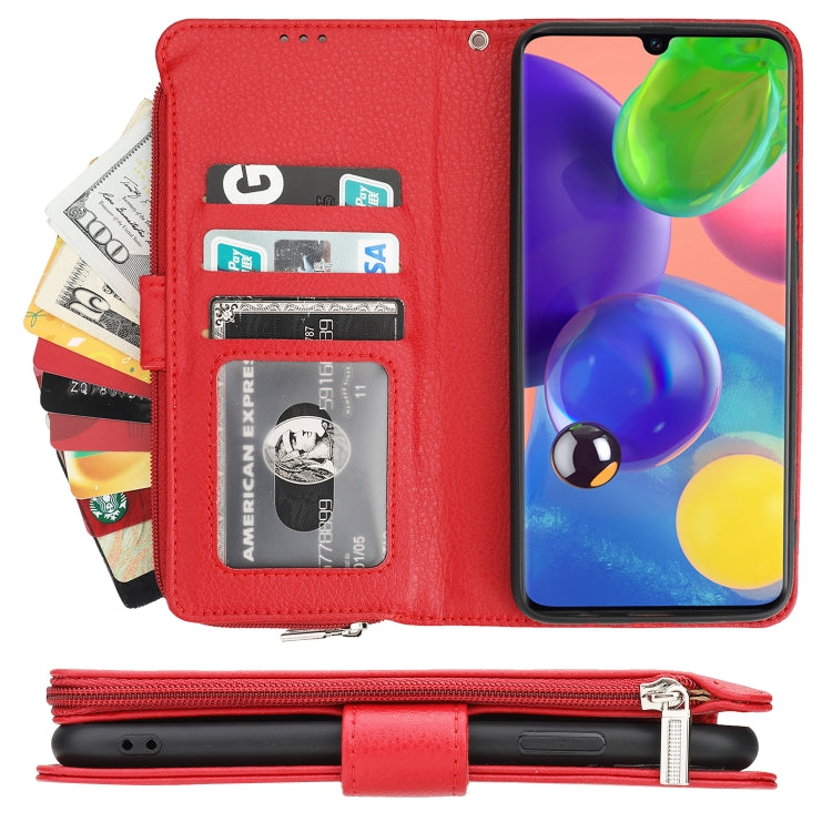 For Samsung Galaxy A70s Microfiber Zipper Horizontal Flip Leather Case