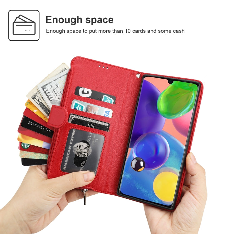 For Samsung Galaxy A70s Microfiber Zipper Horizontal Flip Leather Case