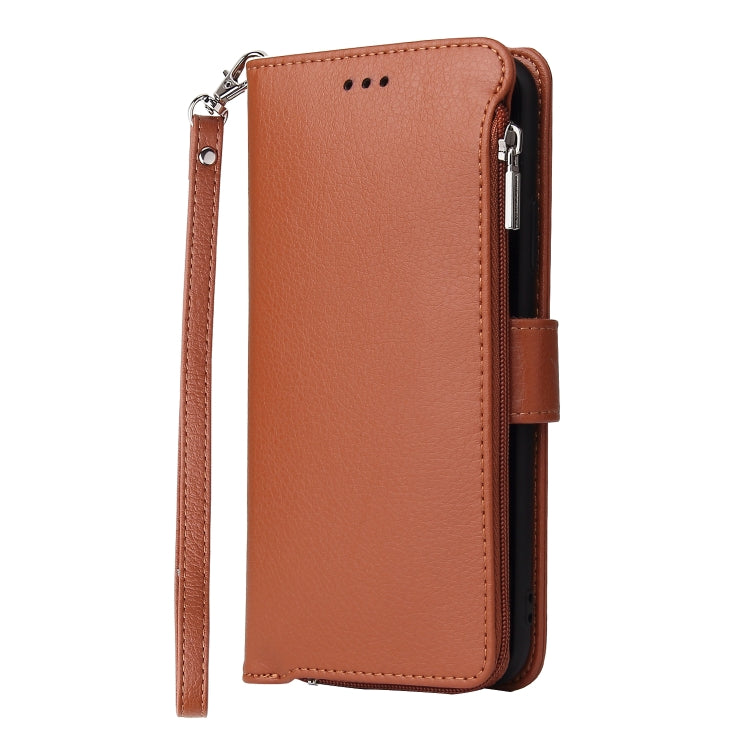 For Samsung Galaxy A70s Microfiber Zipper Horizontal Flip Leather Case