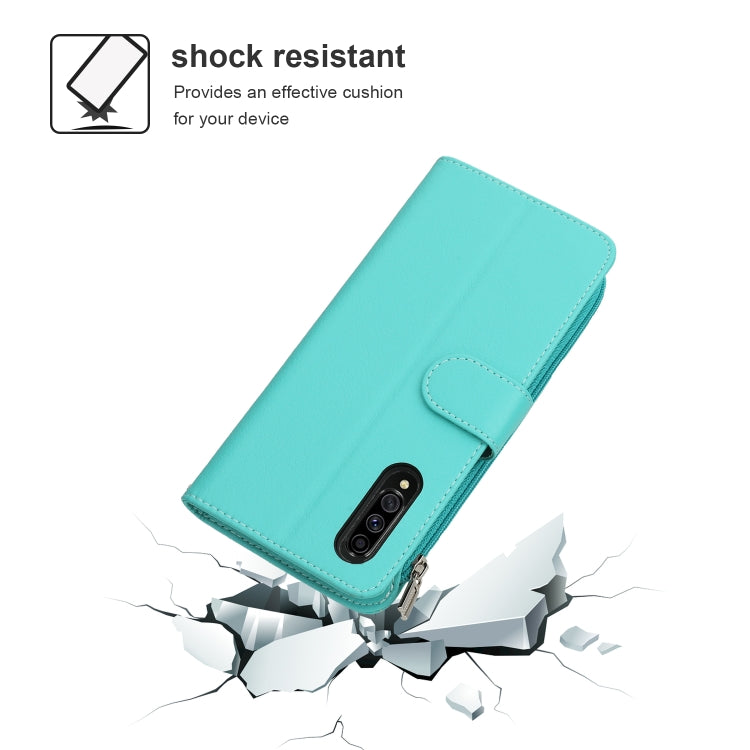 For Samsung Galaxy A70s Microfiber Zipper Horizontal Flip Leather Case
