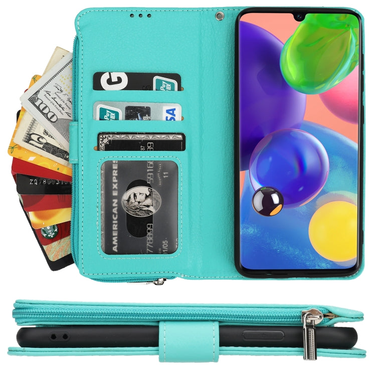 For Samsung Galaxy A70s Microfiber Zipper Horizontal Flip Leather Case