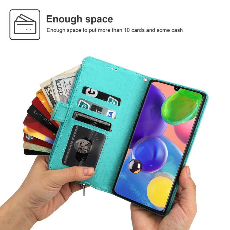 For Samsung Galaxy A70s Microfiber Zipper Horizontal Flip Leather Case