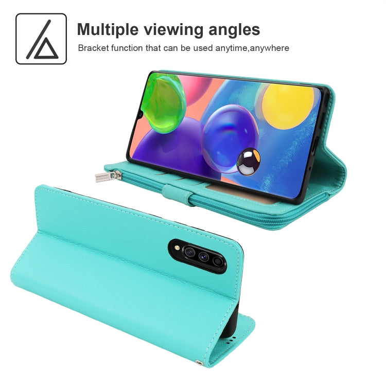 For Samsung Galaxy A70s Microfiber Zipper Horizontal Flip Leather Case