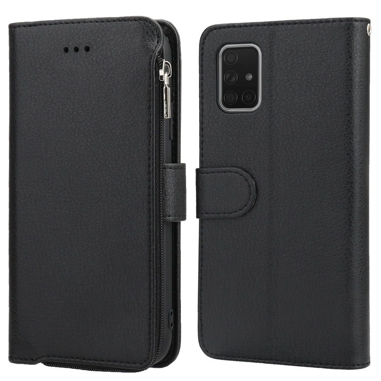 For Samsung Galaxy A71 Microfiber Zipper Horizontal Flip Leather Case