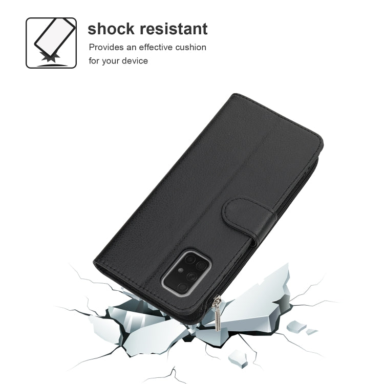 For Samsung Galaxy A71 Microfiber Zipper Horizontal Flip Leather Case
