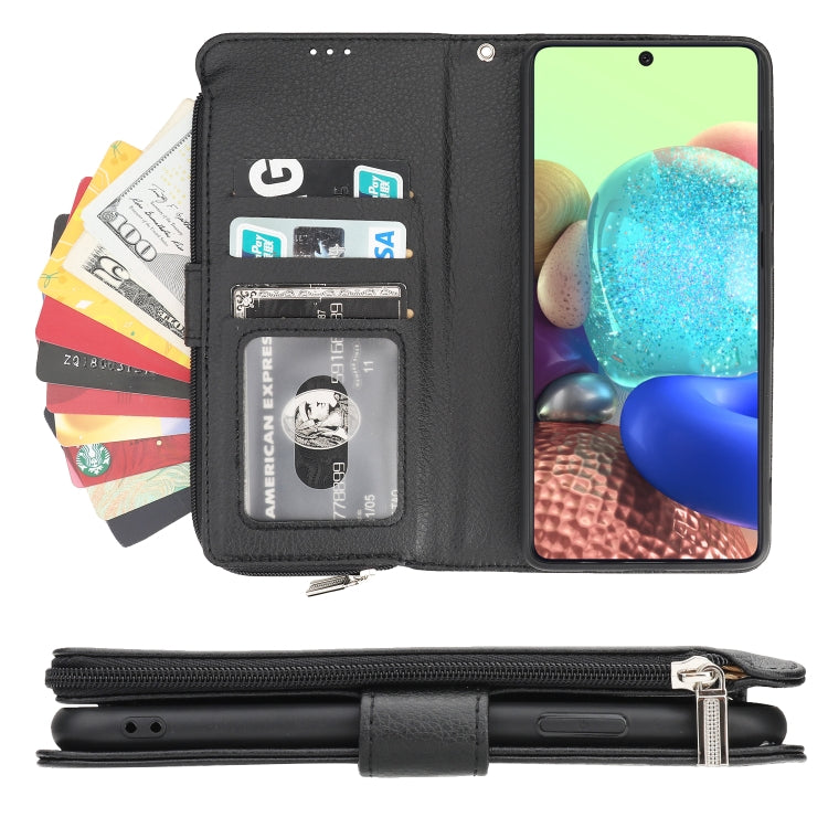 For Samsung Galaxy A71 Microfiber Zipper Horizontal Flip Leather Case