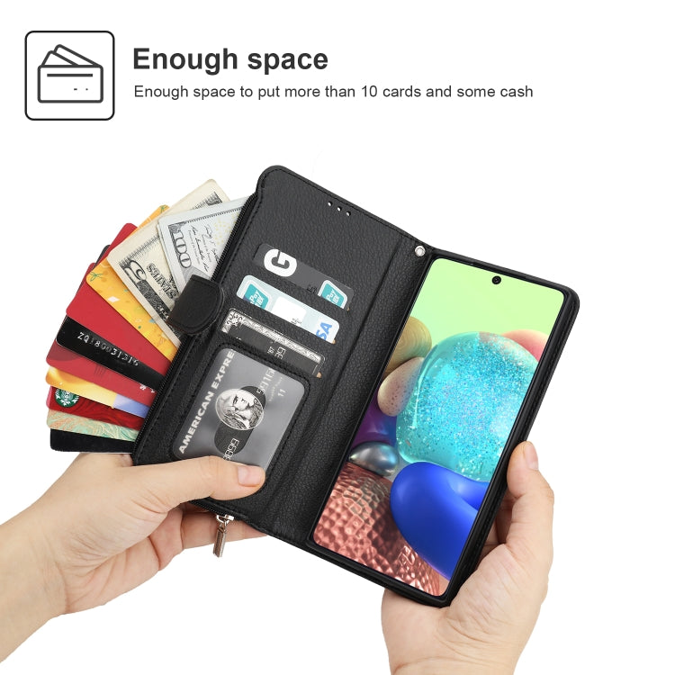 For Samsung Galaxy A71 Microfiber Zipper Horizontal Flip Leather Case
