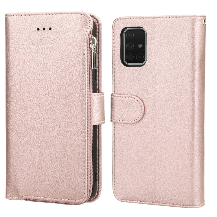 For Samsung Galaxy A71 Microfiber Zipper Horizontal Flip Leather Case