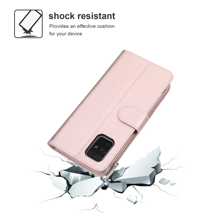 For Samsung Galaxy A71 Microfiber Zipper Horizontal Flip Leather Case