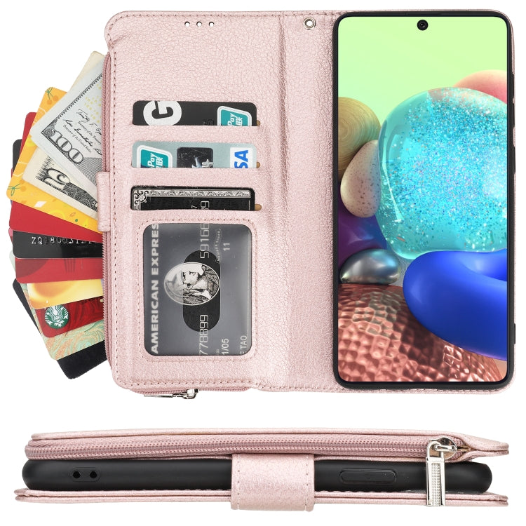 For Samsung Galaxy A71 Microfiber Zipper Horizontal Flip Leather Case