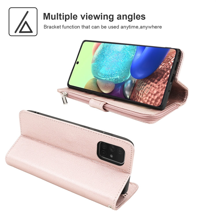For Samsung Galaxy A71 Microfiber Zipper Horizontal Flip Leather Case