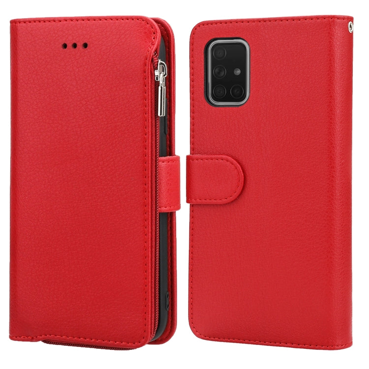 For Samsung Galaxy A71 Microfiber Zipper Horizontal Flip Leather Case