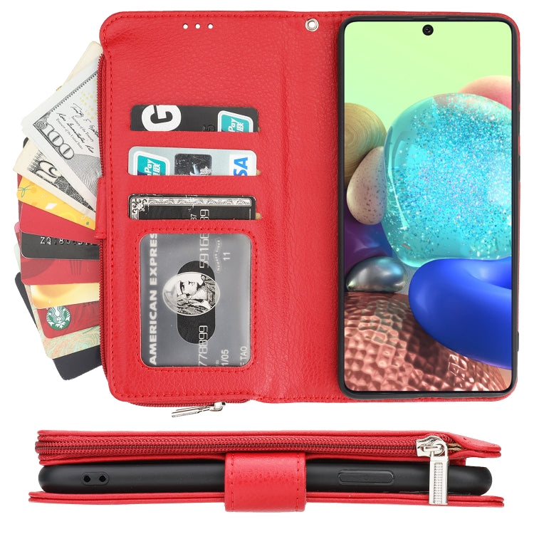 For Samsung Galaxy A71 Microfiber Zipper Horizontal Flip Leather Case